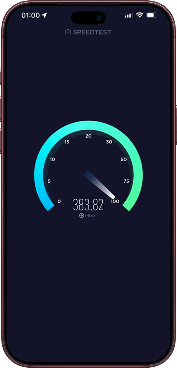 Speedtest на iPhone с включённым PROXY