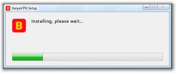 The VanyaPROXY installer on Windows 7 with its progress bar